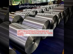 A8011 0.6mm/1250mm लचीली पैकिंग के लिए सुविधाजनक और टिकाऊ रंगीन एल्यूमीनियम पन्नी